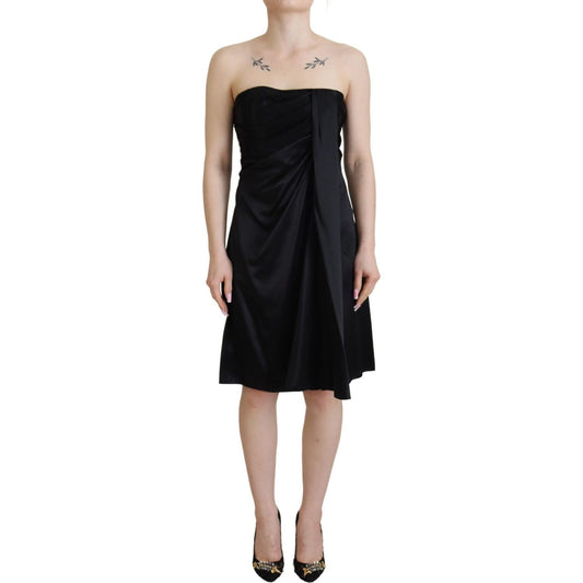 Elegant Black Silk Mini Sleeveless Dress