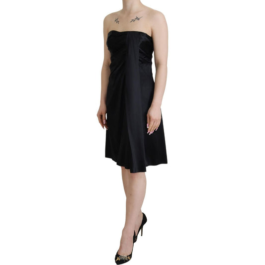 Elegant Black Silk Mini Sleeveless Dress