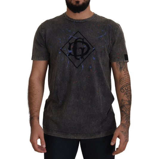 Elevated Grey Cotton Tee with Discolored DG Logo