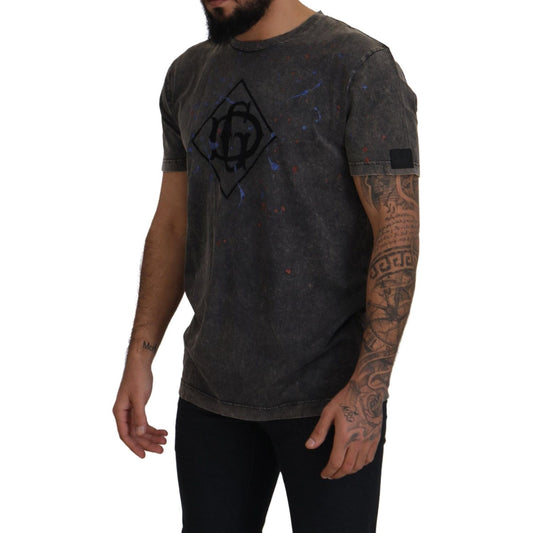 Elevated Grey Cotton Tee with Discolored DG Logo