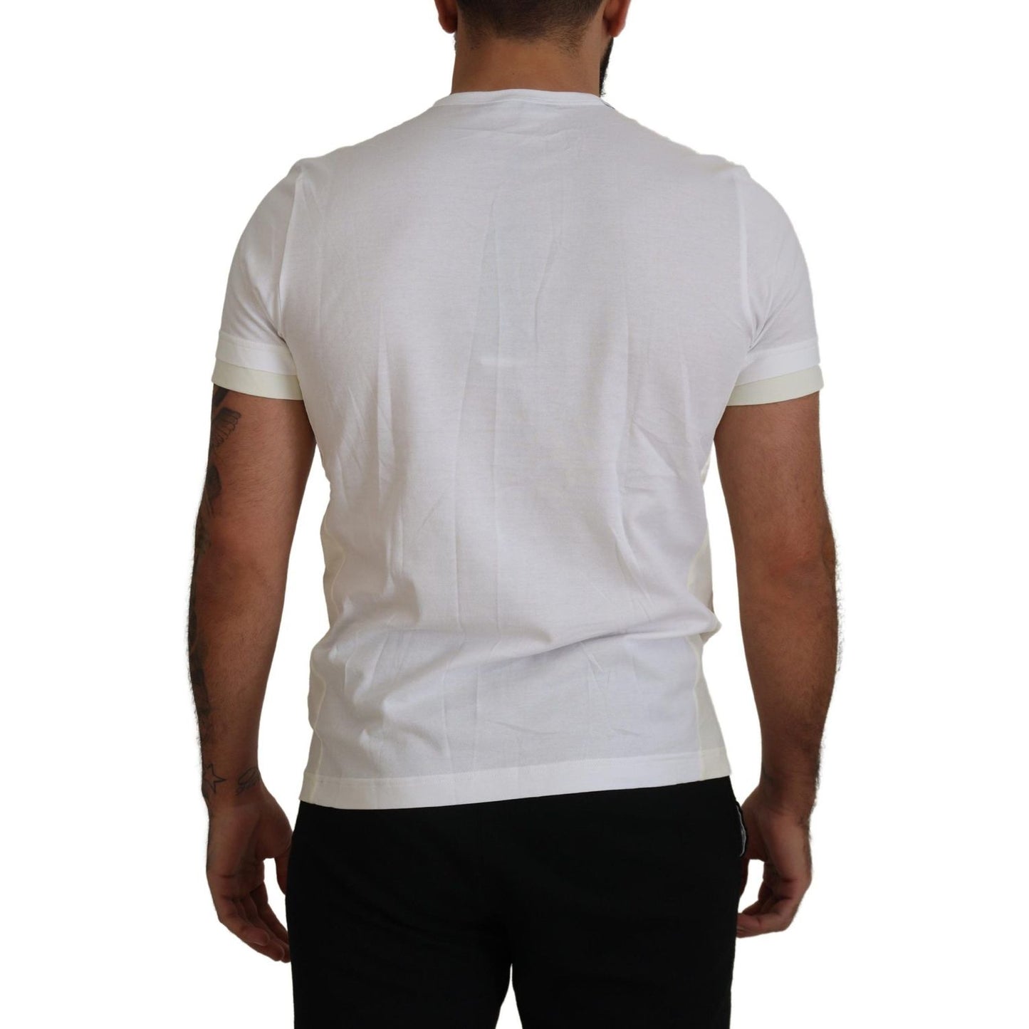 Elegant White Cotton Tee with DG Chest Pocket