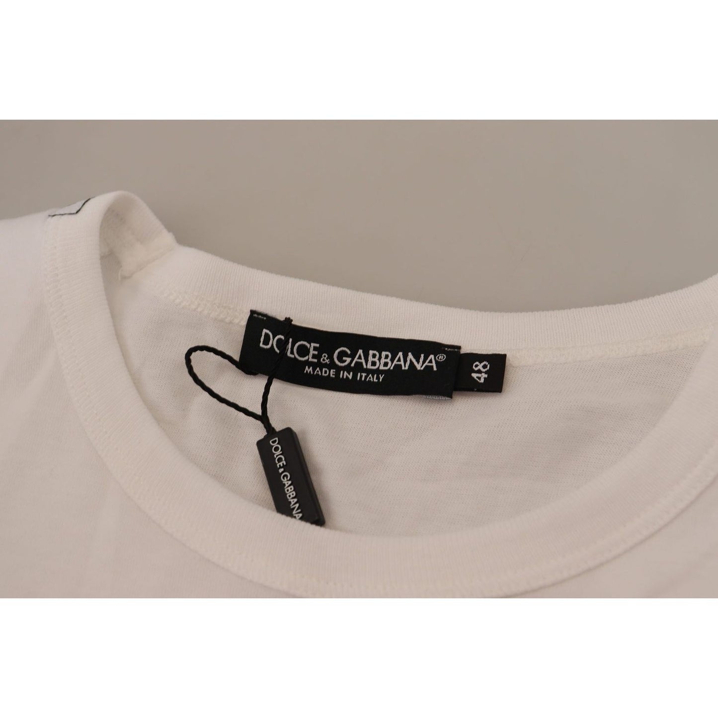 Elegant White Cotton Tee with DG Chest Pocket