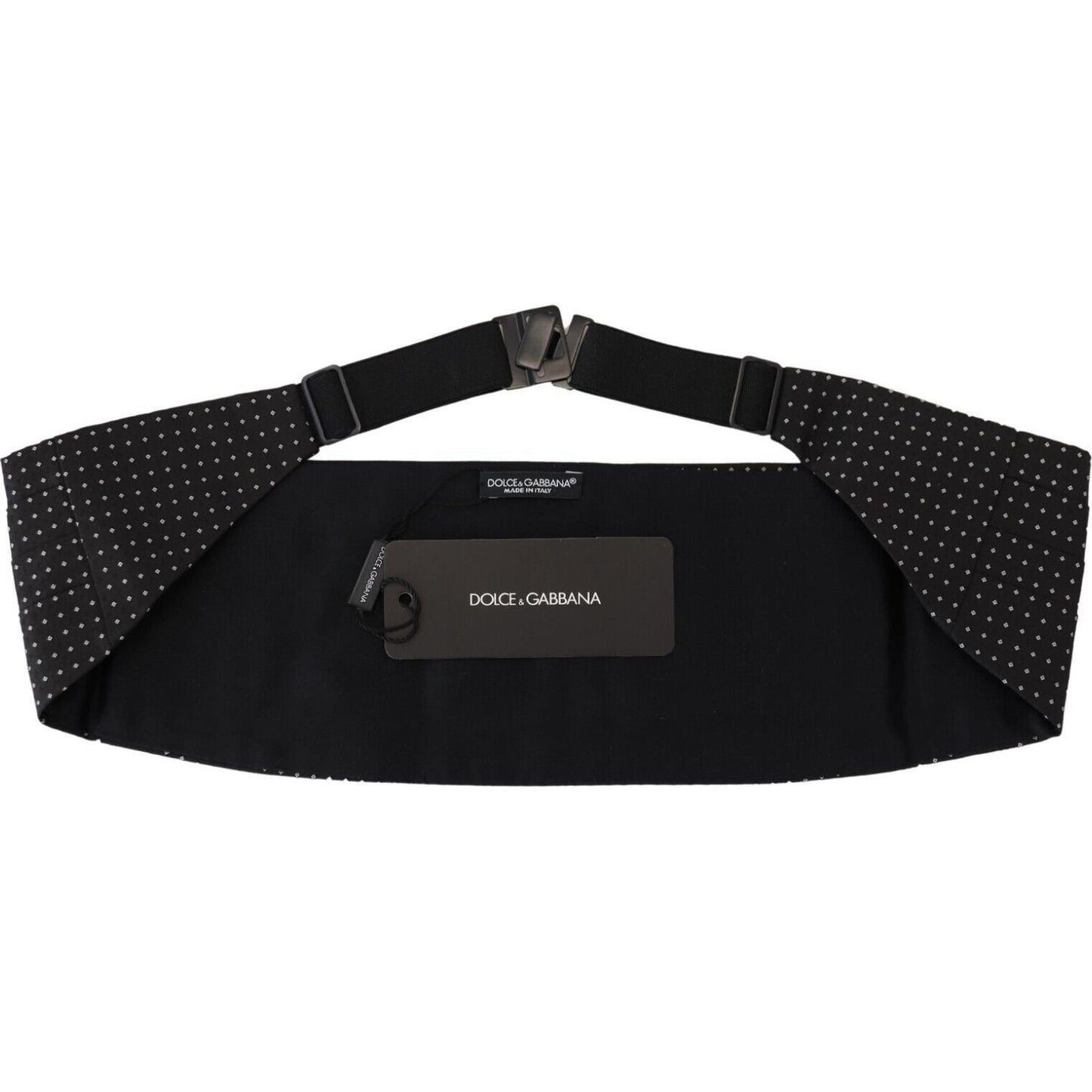 Dolce & Gabbana Black Polka Dot Wide Waist Men Belt Cummerband