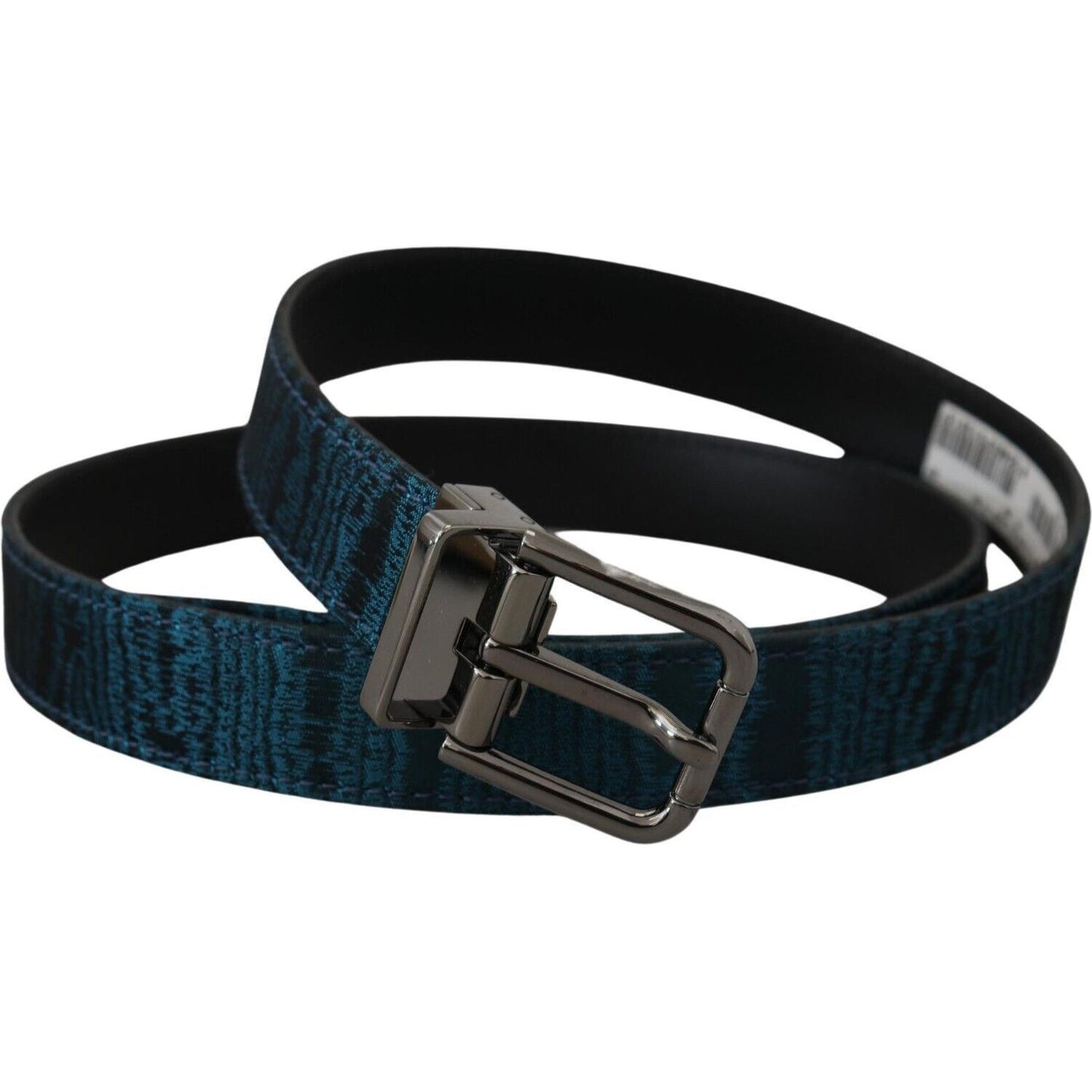 Elegant Blue Jacquard Designer Belt