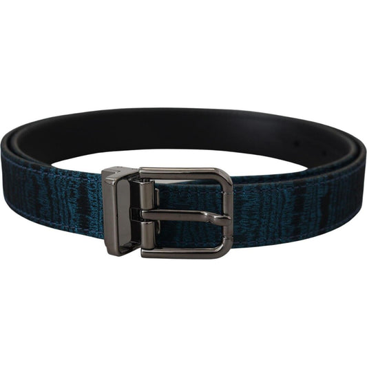 Elegant Blue Jacquard Designer Belt