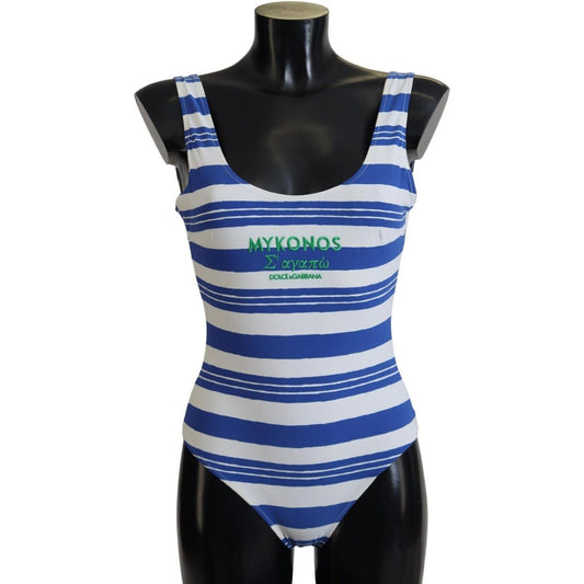 Riviera Chic Blue Striped One Piece Swimsuit Dolce & Gabbana