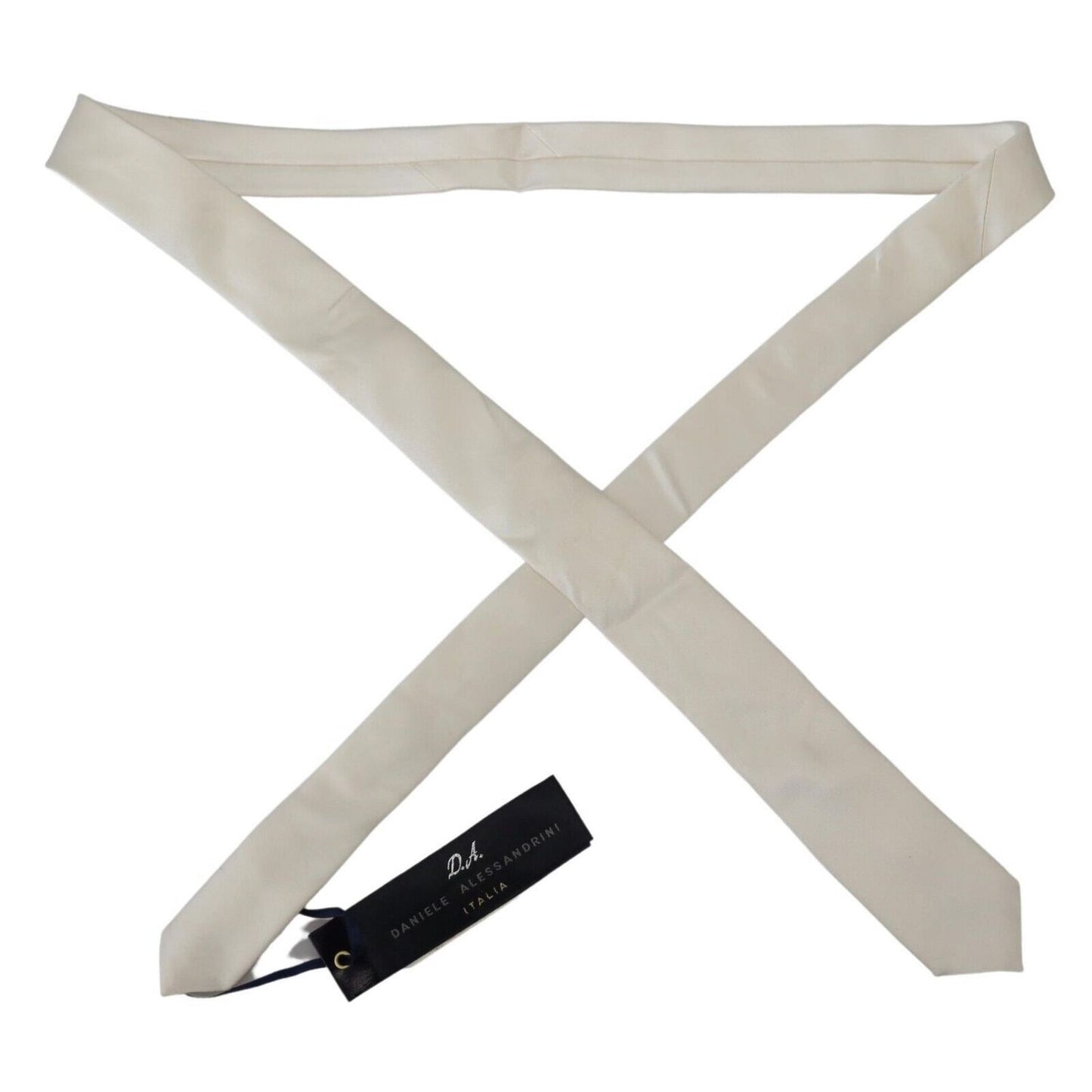 Daniele Alessandrini Off White Silk Men Necktie Adjustable Accessory Tie