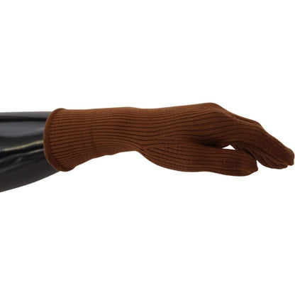 Dolce & Gabbana Brown Cashmere Knitted Hands Mitten Mens Gloves