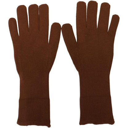 Dolce & Gabbana Brown Cashmere Knitted Hands Mitten Mens Gloves