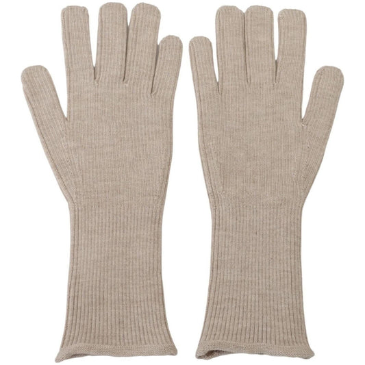 Elegant Ivory Cashmere-Silk Blend Gloves