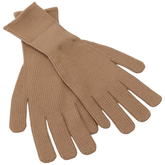 Elegant Beige Cashmere Winter Gloves