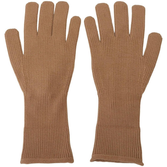 Elegant Beige Cashmere Winter Gloves