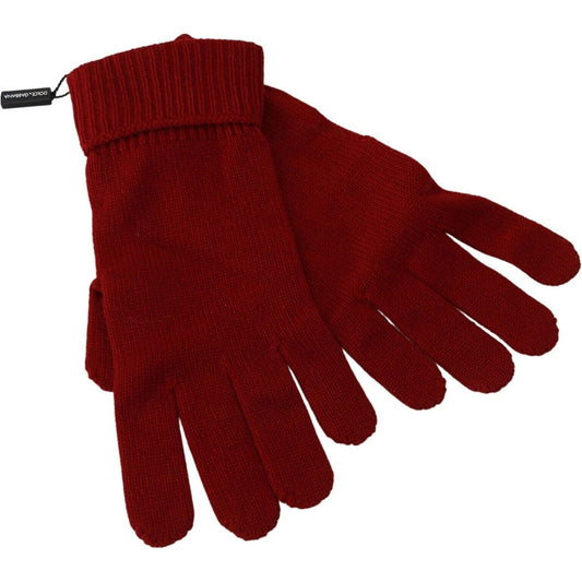 Elegant Red Cashmere Winter Gloves