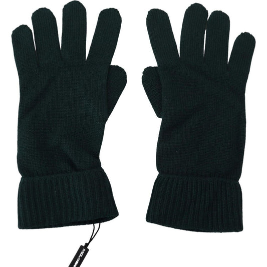 Elegant Cashmere Wrist Length Gloves in Dark Green