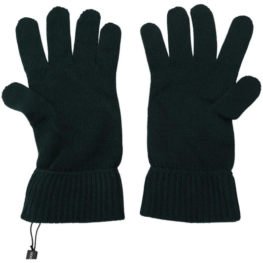 Elegant Cashmere Wrist Length Gloves in Dark Green