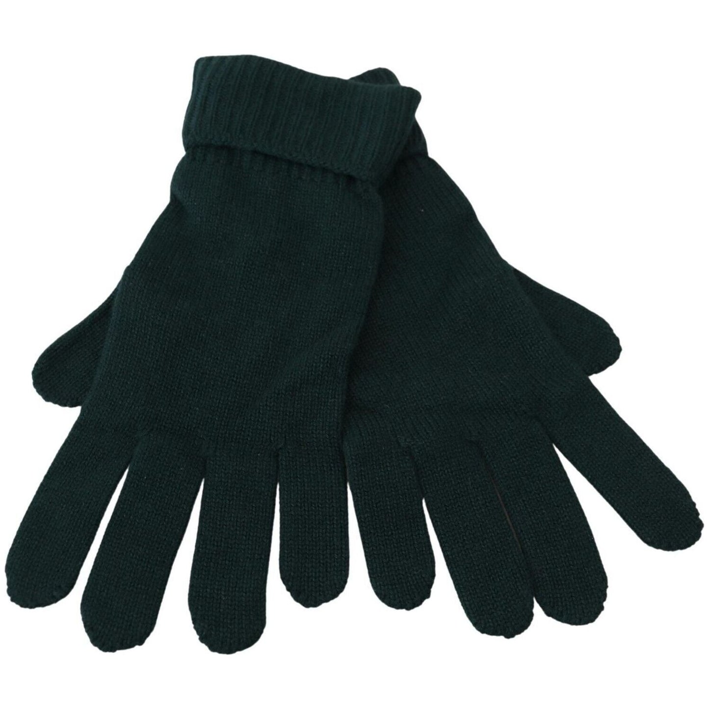 Elegant Cashmere Wrist Length Gloves in Dark Green