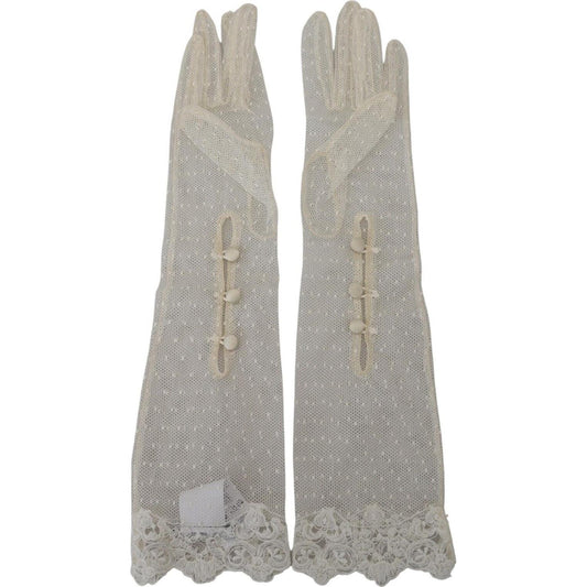 Elegant Elbow Length White Gloves