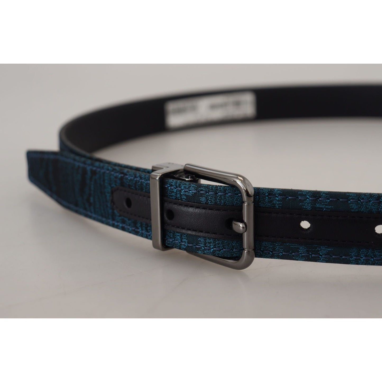 Elegant Blue Jacquard Designer Belt