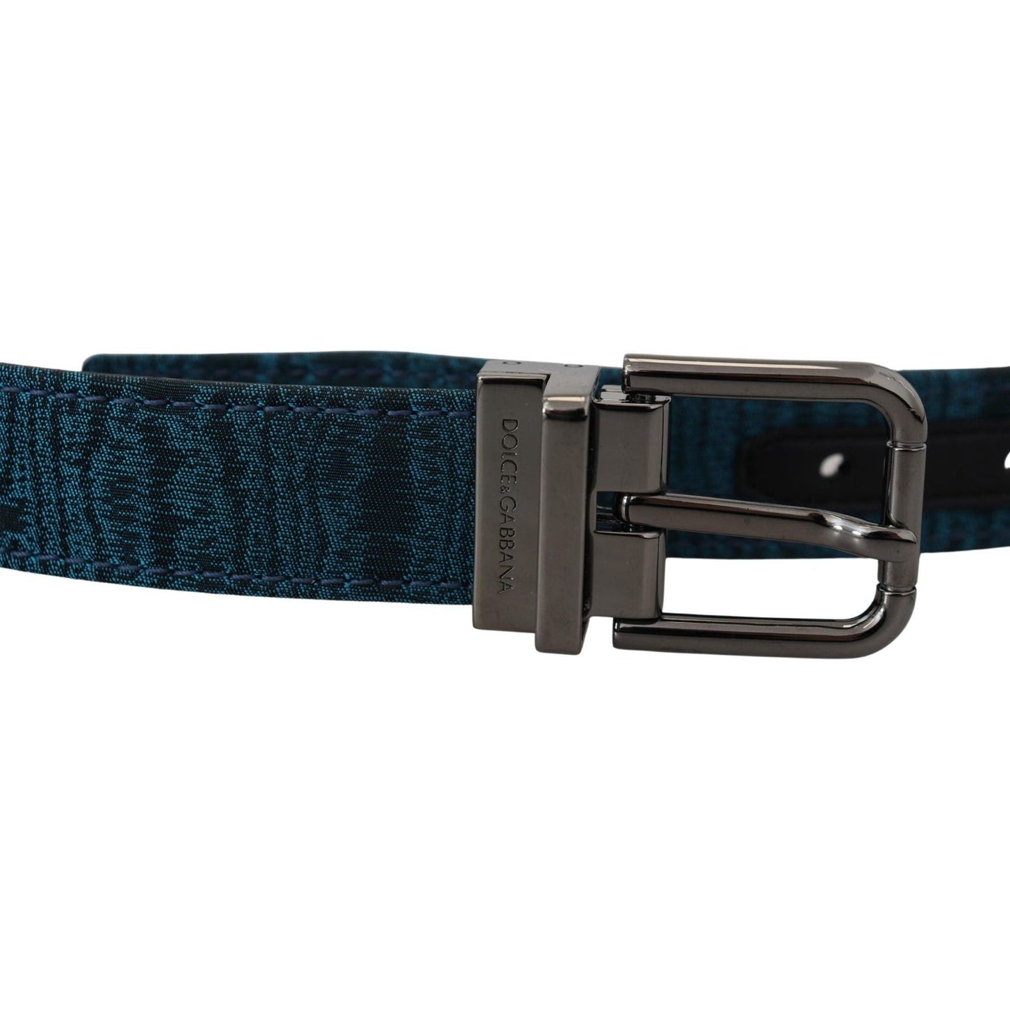 Elegant Blue Jacquard Designer Belt