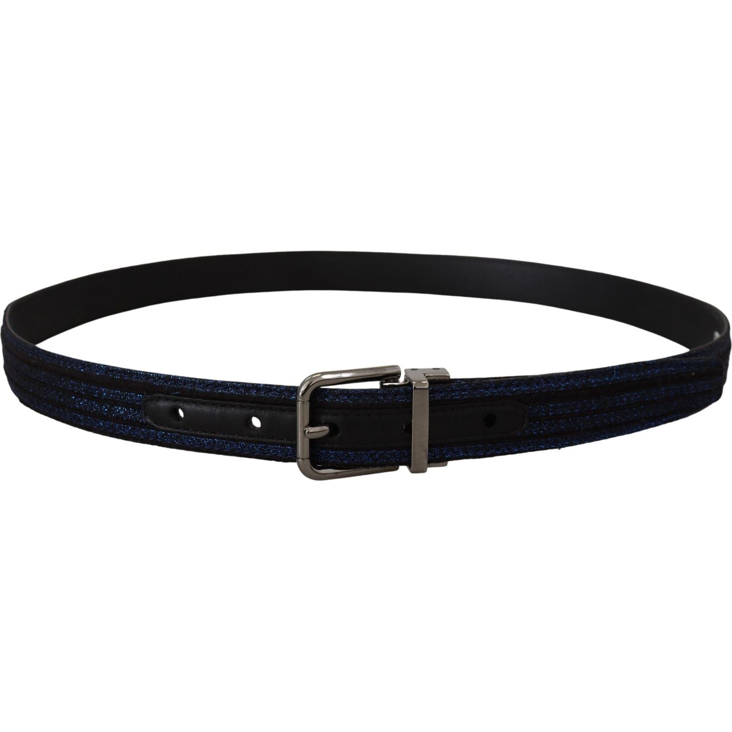 Dolce & Gabbana Blue Jacquard Stripe Silver Buckle Belt