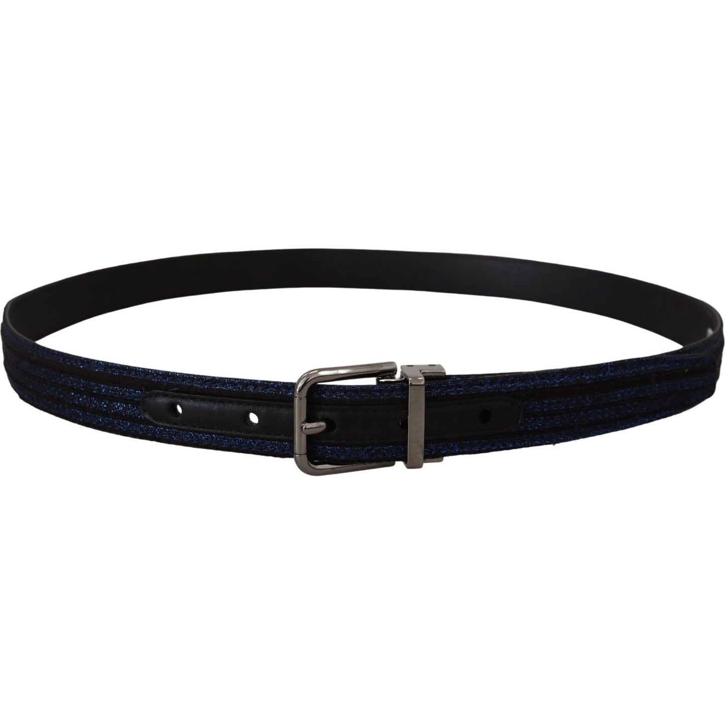 Elegant Blue Jacquard Leather Belt