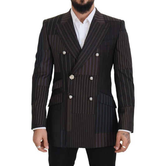 Multicolor Wool Silk Blend Slim Fit Blazer