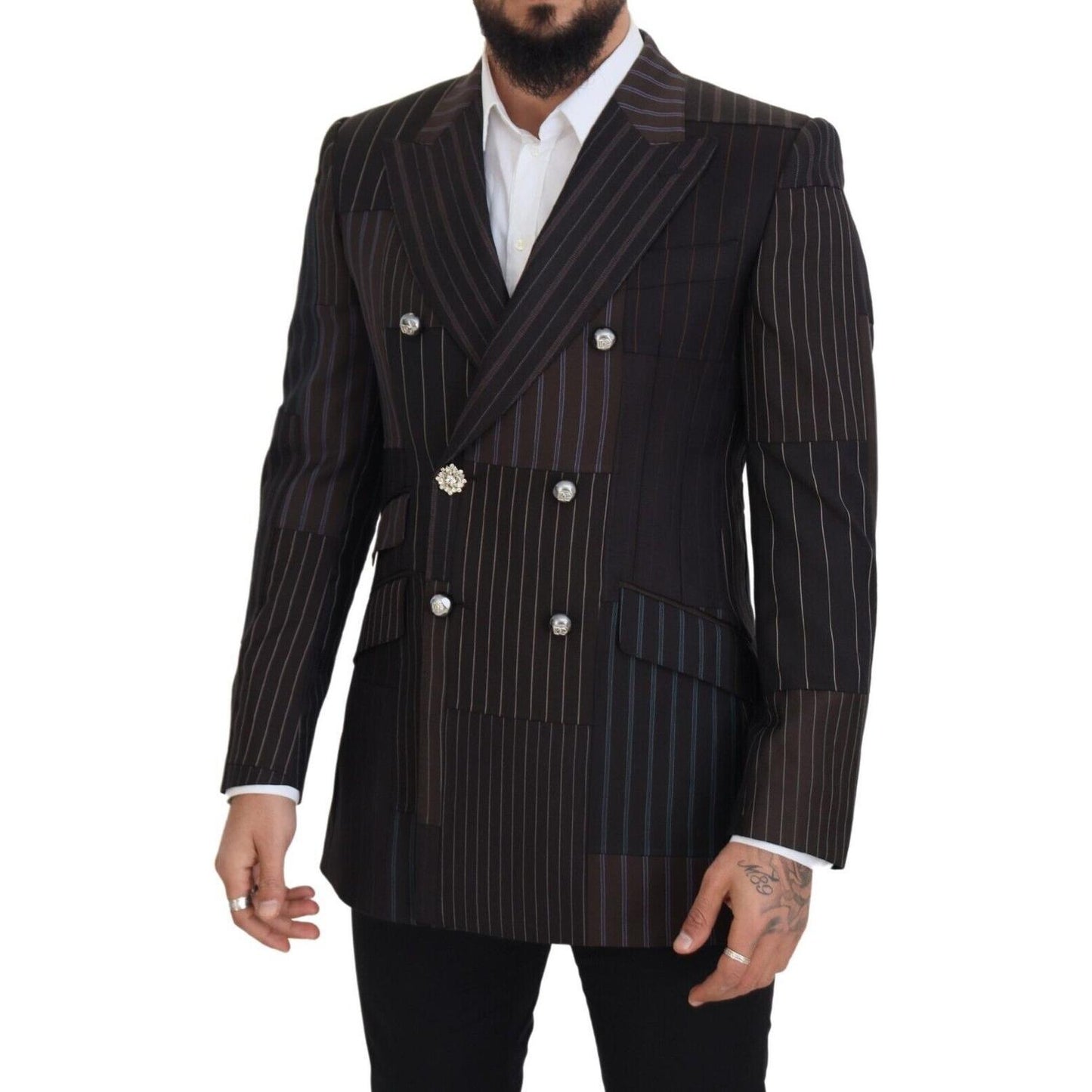 Multicolor Wool Silk Blend Slim Fit Blazer