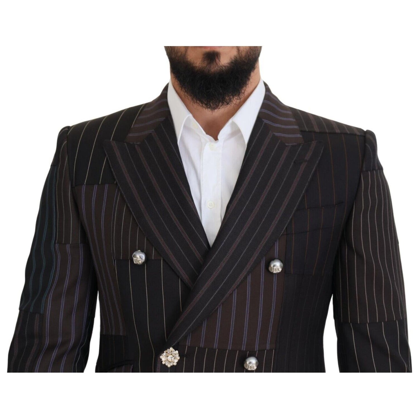 Multicolor Wool Silk Blend Slim Fit Blazer