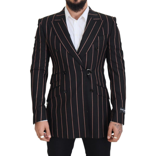 Dolce & Gabbana Black Stripes Viscose Double Breasted Blazer