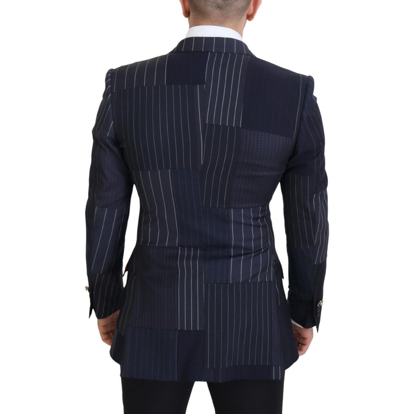 Navy Blue Double Breasted Slim Fit Blazer