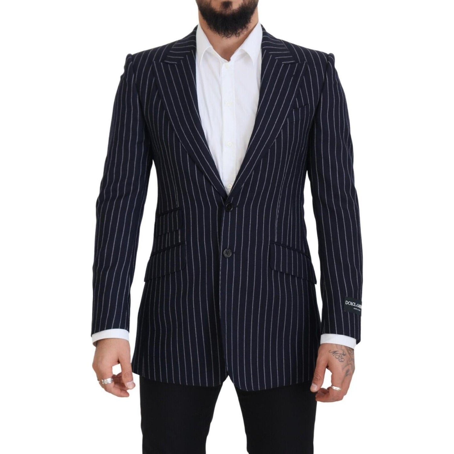 Elegant Navy Slim Fit Wool Blazer