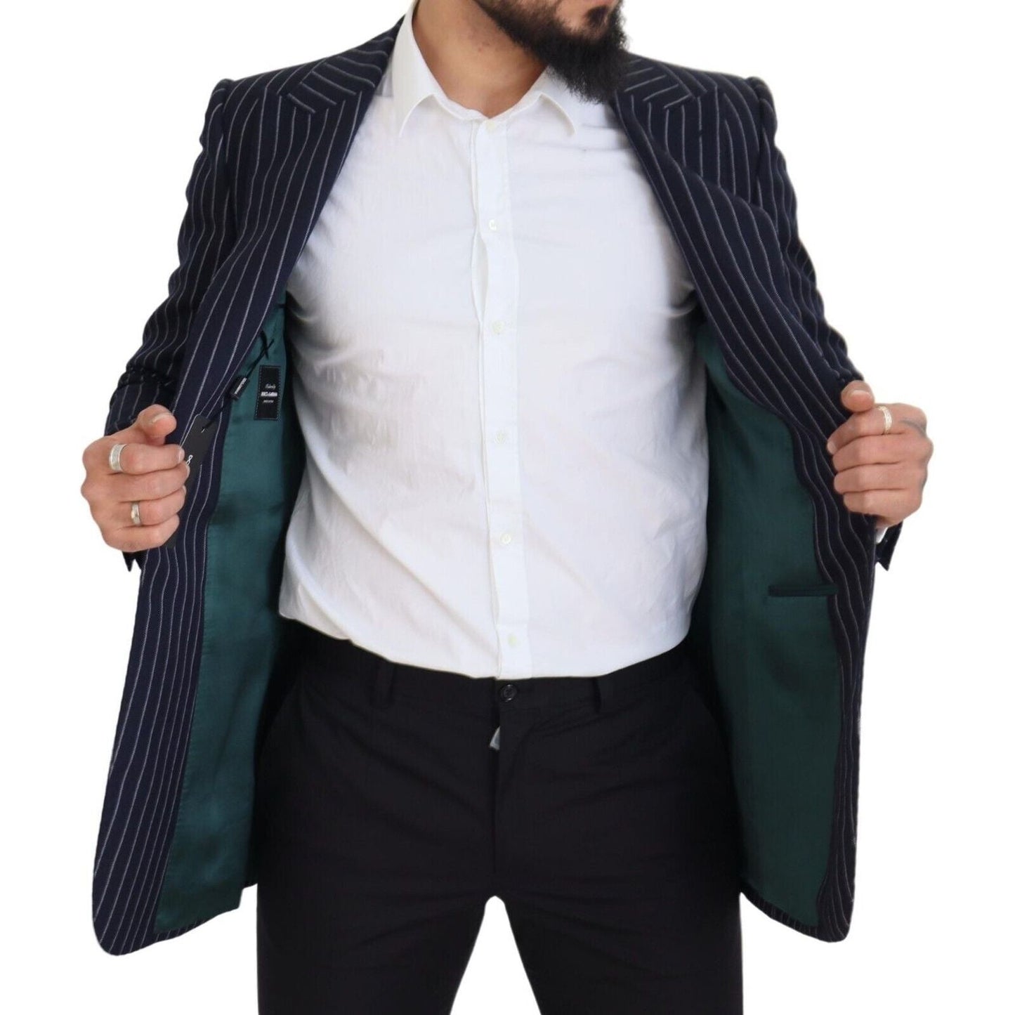 Elegant Navy Slim Fit Wool Blazer