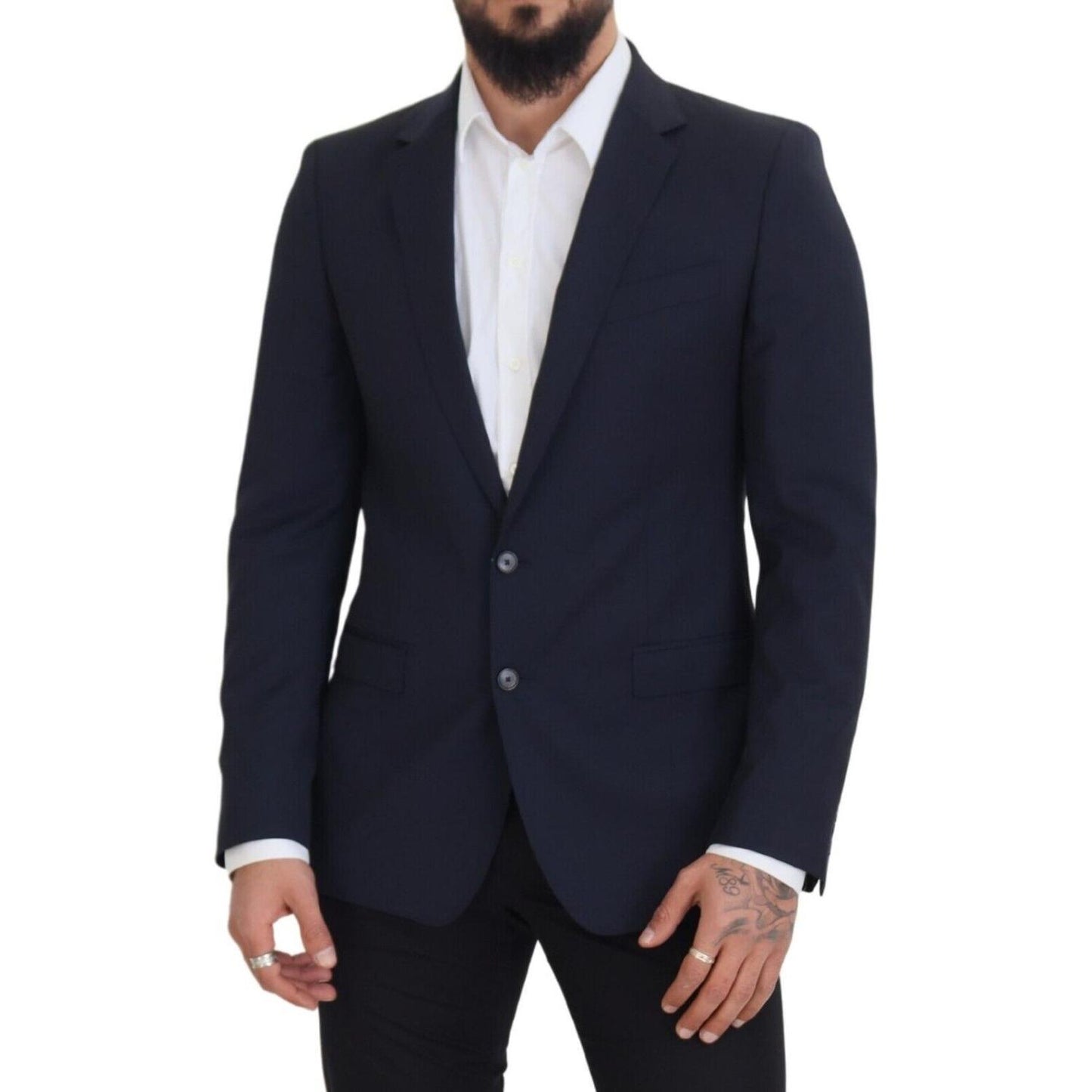 Dolce & Gabbana Dark Blue Wool Single Breasted MARTINI Blazer