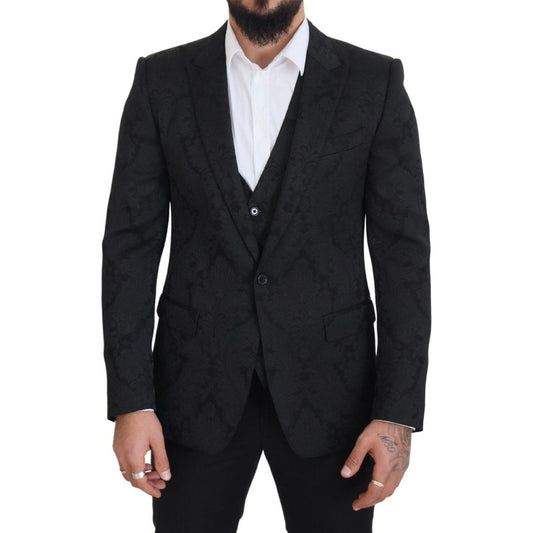 Elegant Black Martini Suit Jacket & Vest Ensemble