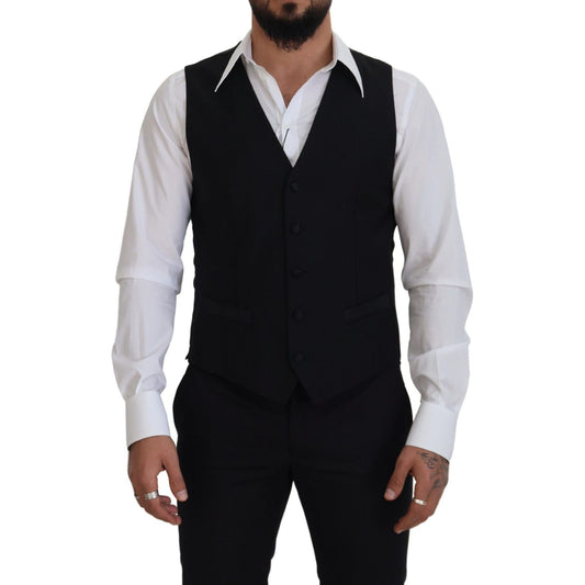 Elegant Black Single-Breasted Dress Vest