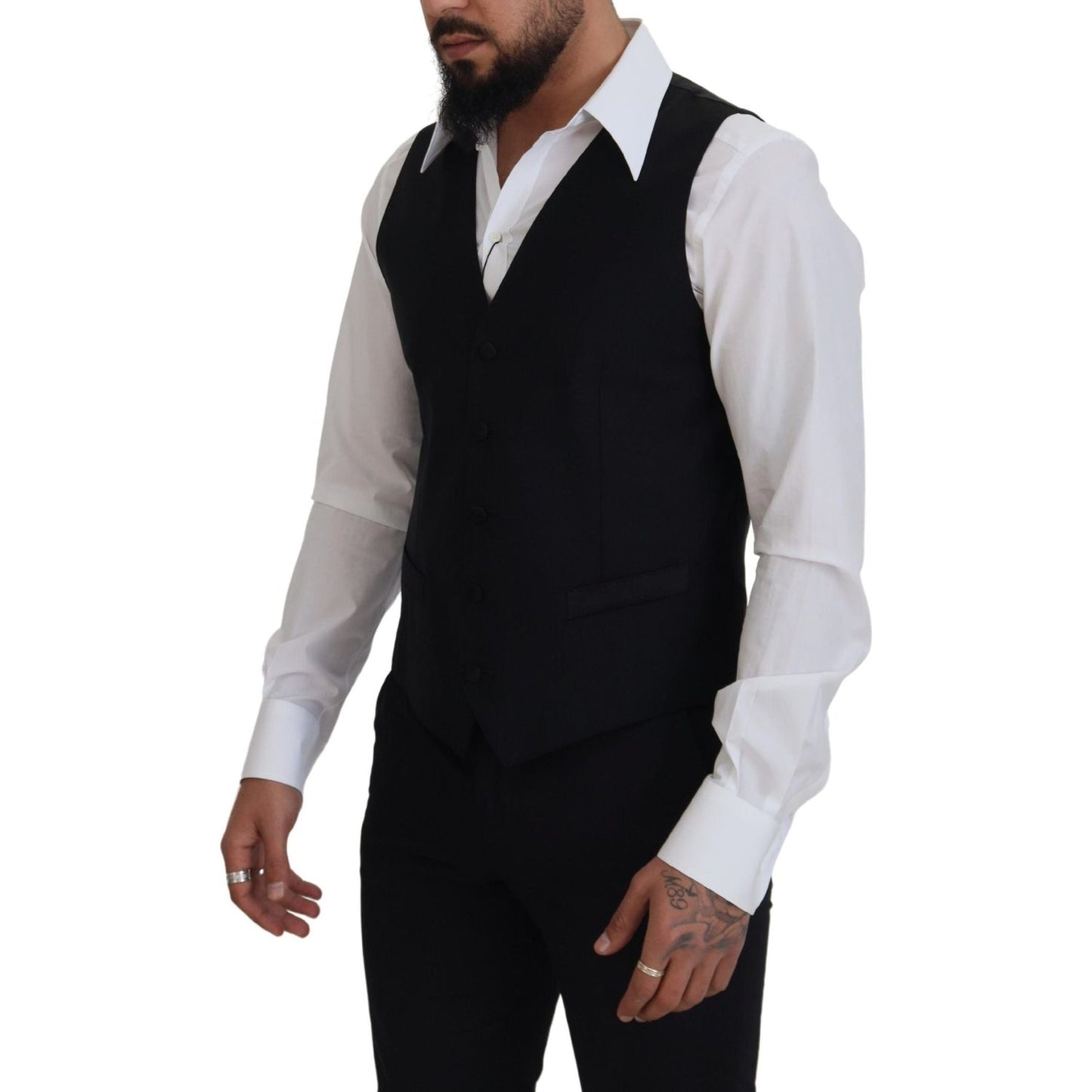 Elegant Black Single-Breasted Dress Vest