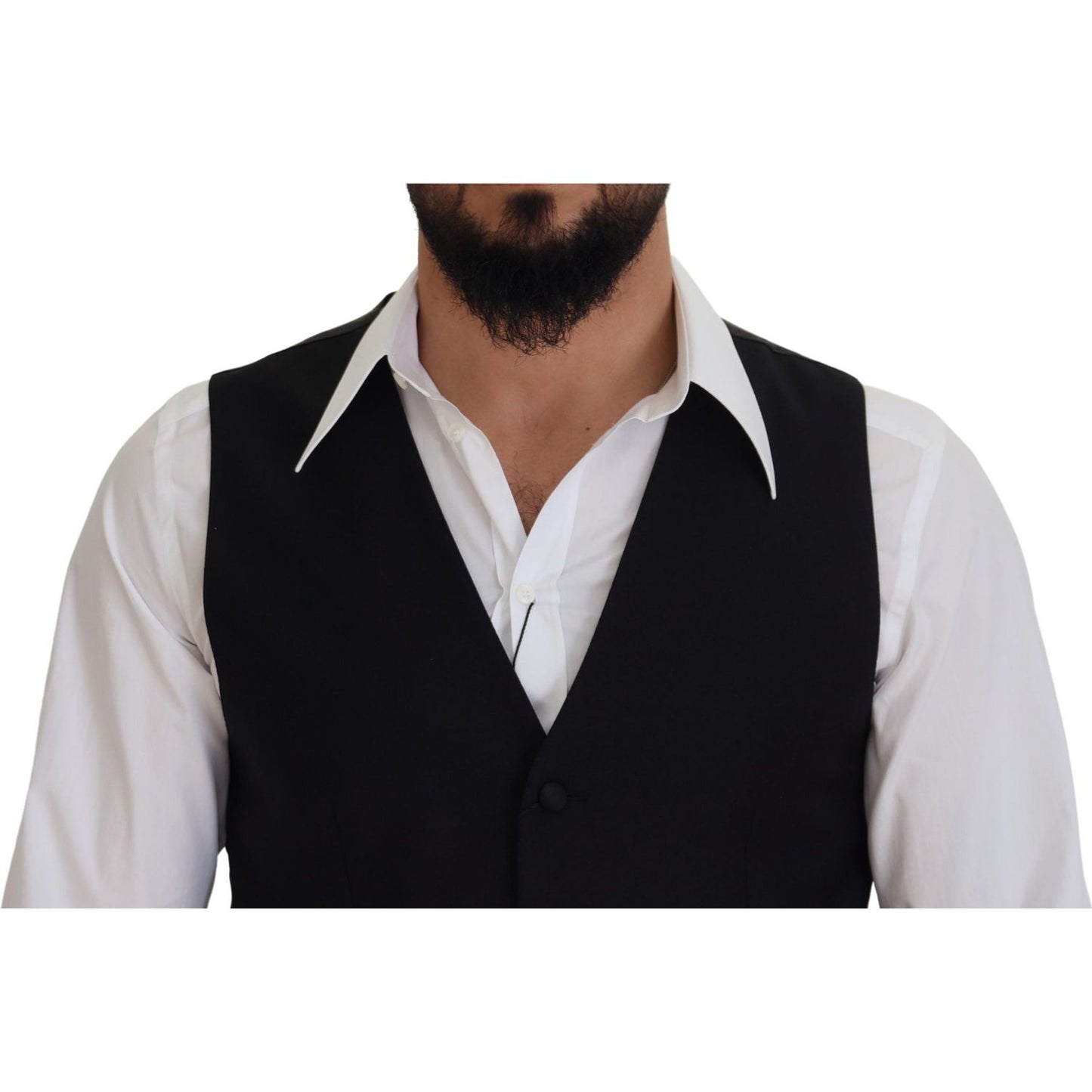 Elegant Black Single-Breasted Dress Vest