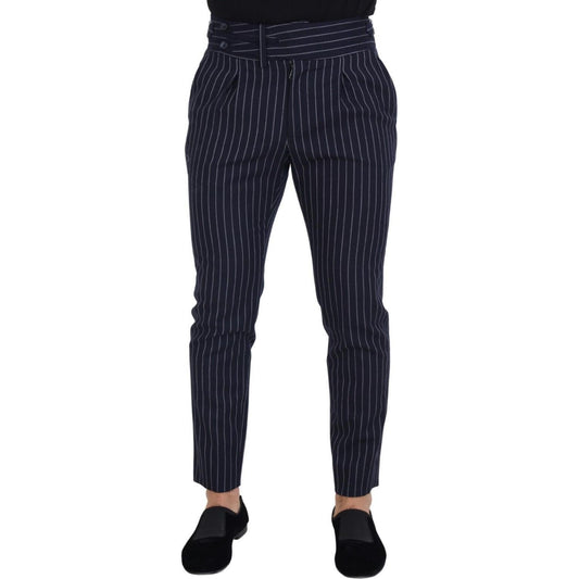 Sophisticated Blue Wool Blend Trousers