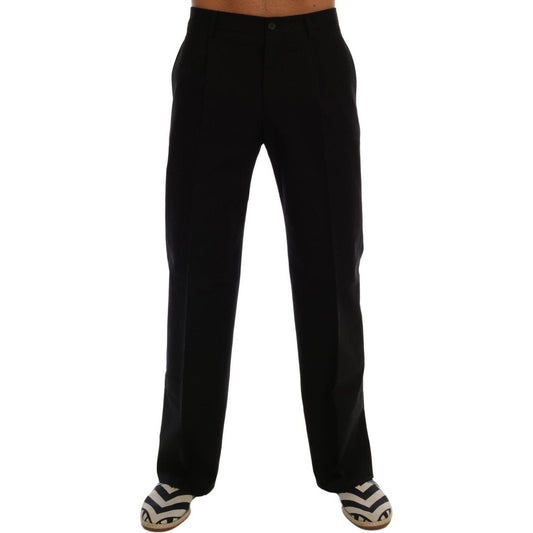 Elegant Black Cotton Stretch Pants