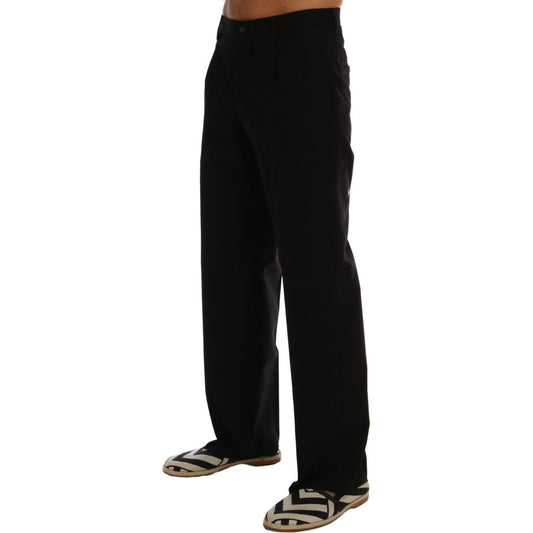 Elegant Black Cotton Stretch Pants