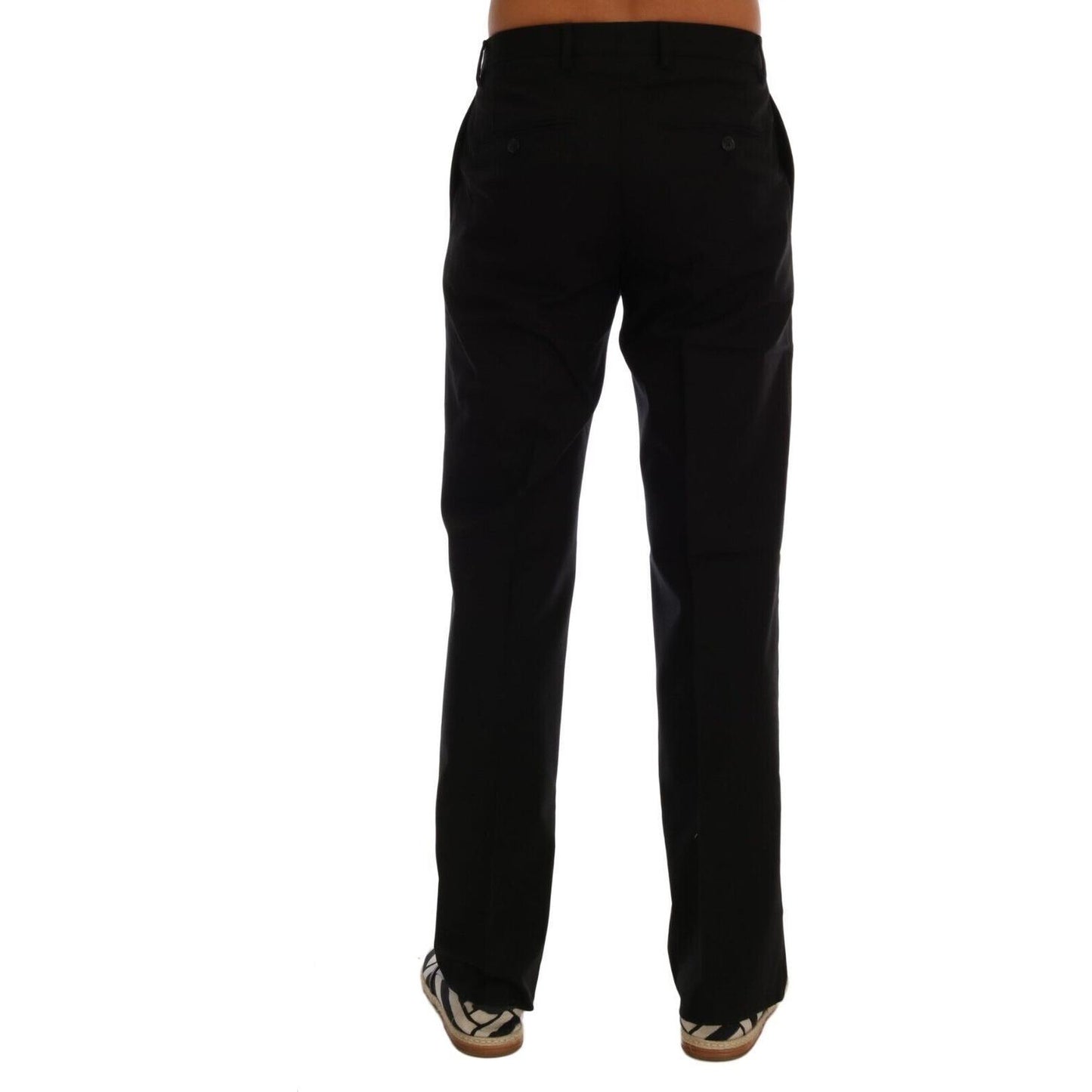 Elegant Black Cotton Stretch Pants