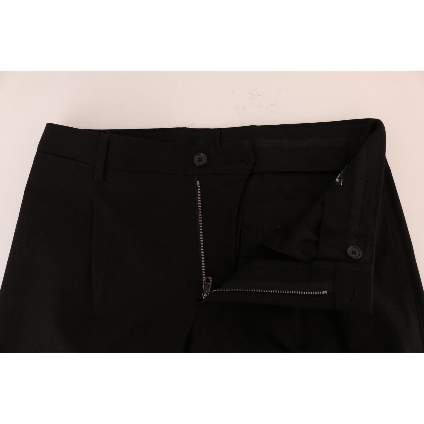 Elegant Black Cotton Stretch Pants