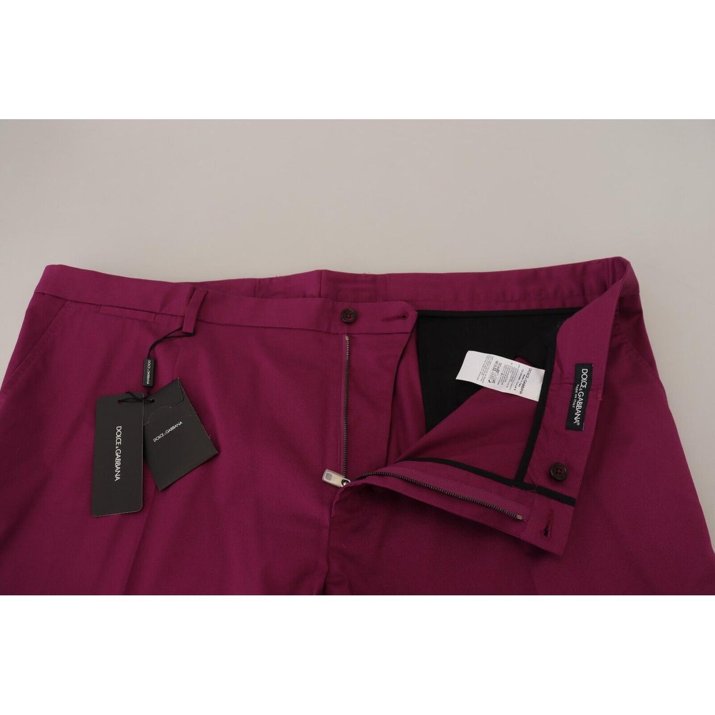 Elegant Magenta Cotton Stretch Pants