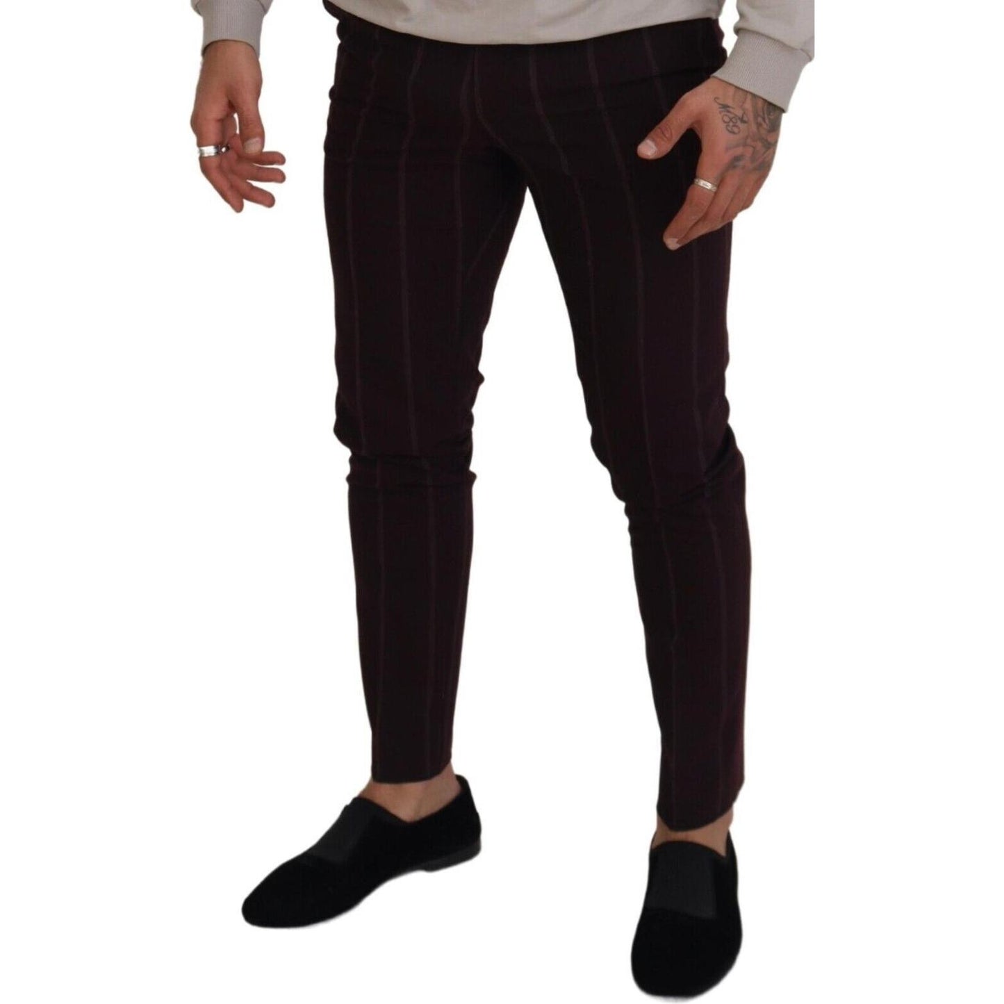 Elegant Brown Wool Blend Trousers