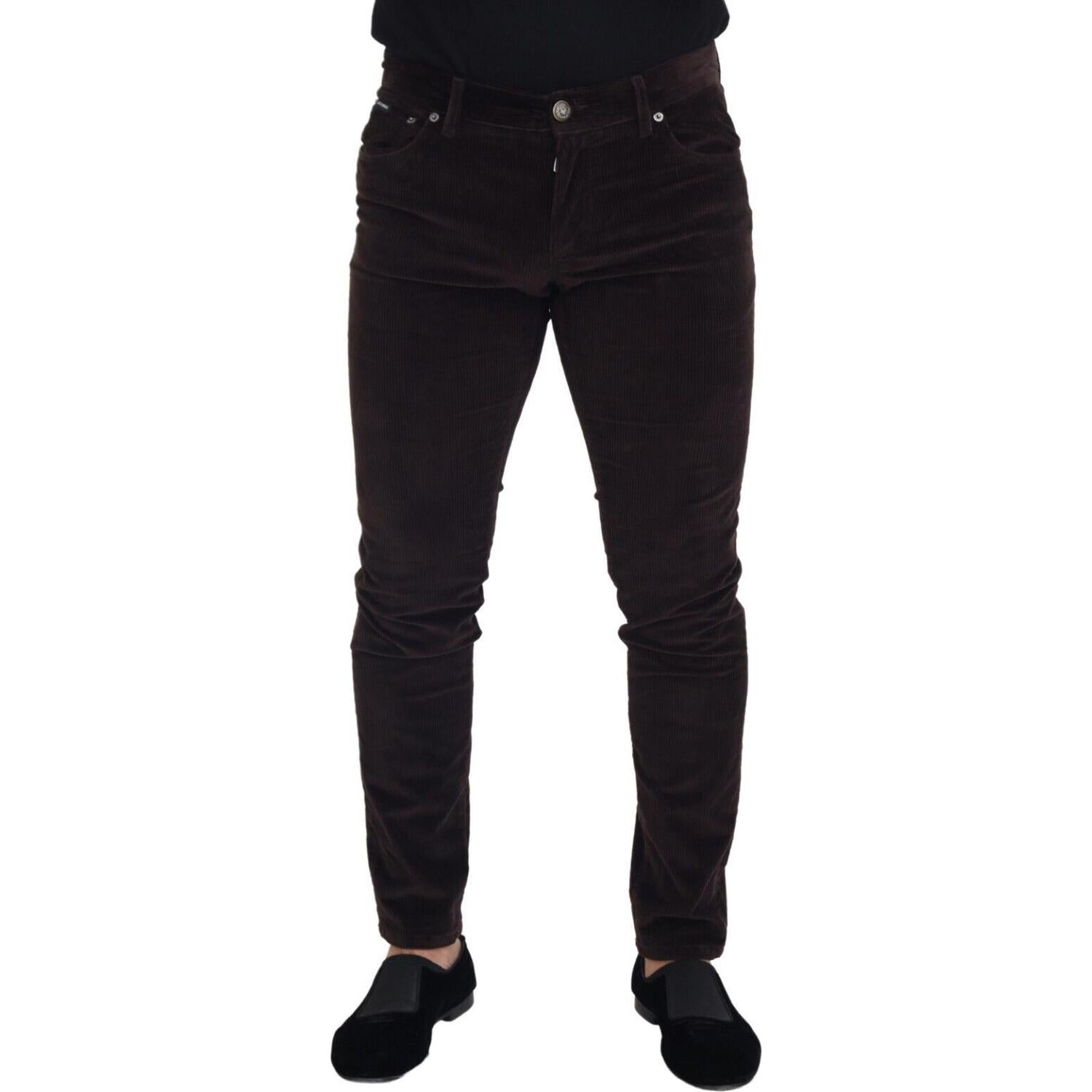 Dolce & Gabbana Brown Corduroy Men Casual Trouser Pants