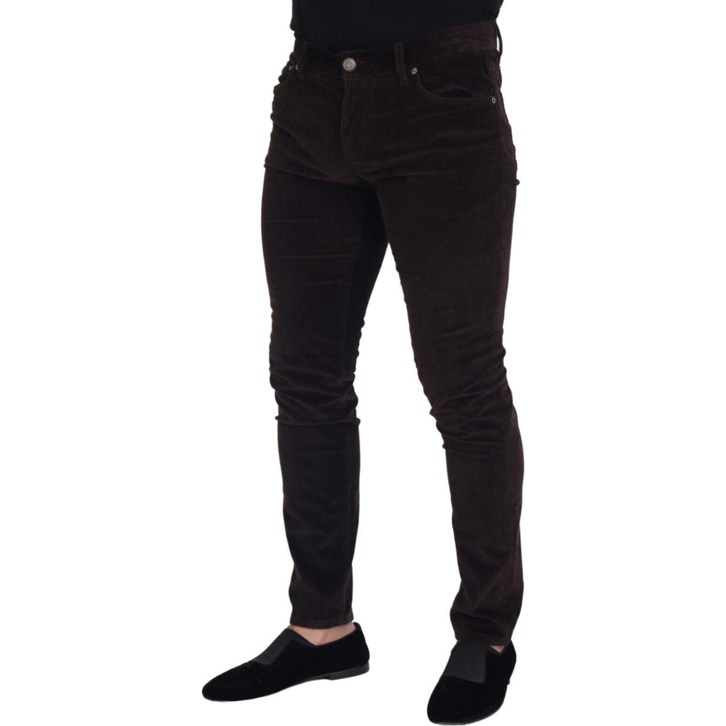 Dolce & Gabbana Brown Corduroy Men Casual Trouser Pants