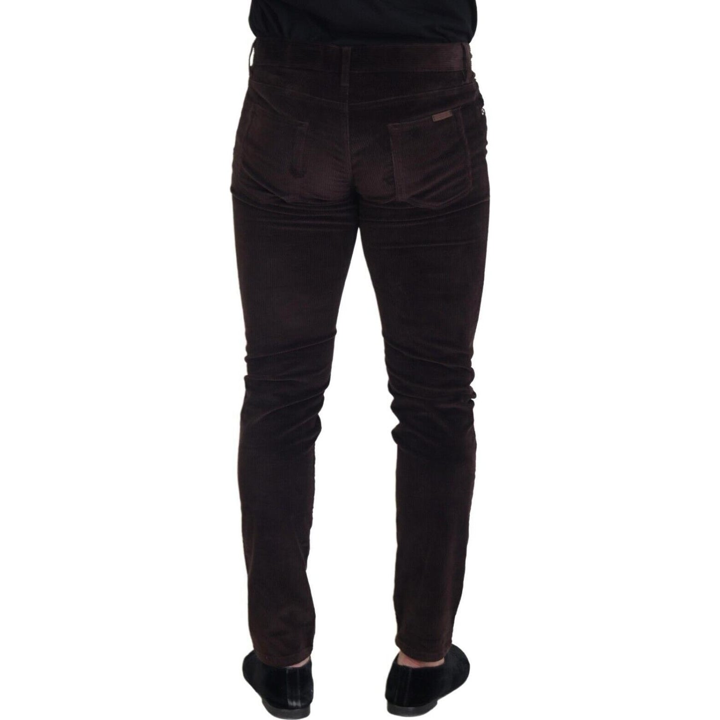 Elegant Brown Silk Blend Trousers