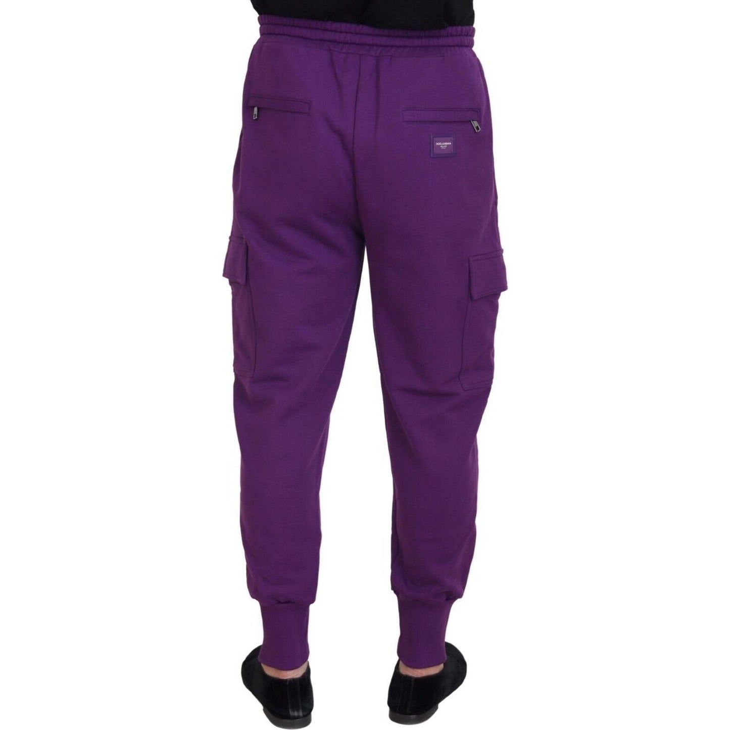 Elegant Purple Cotton Cargo Sweatpants