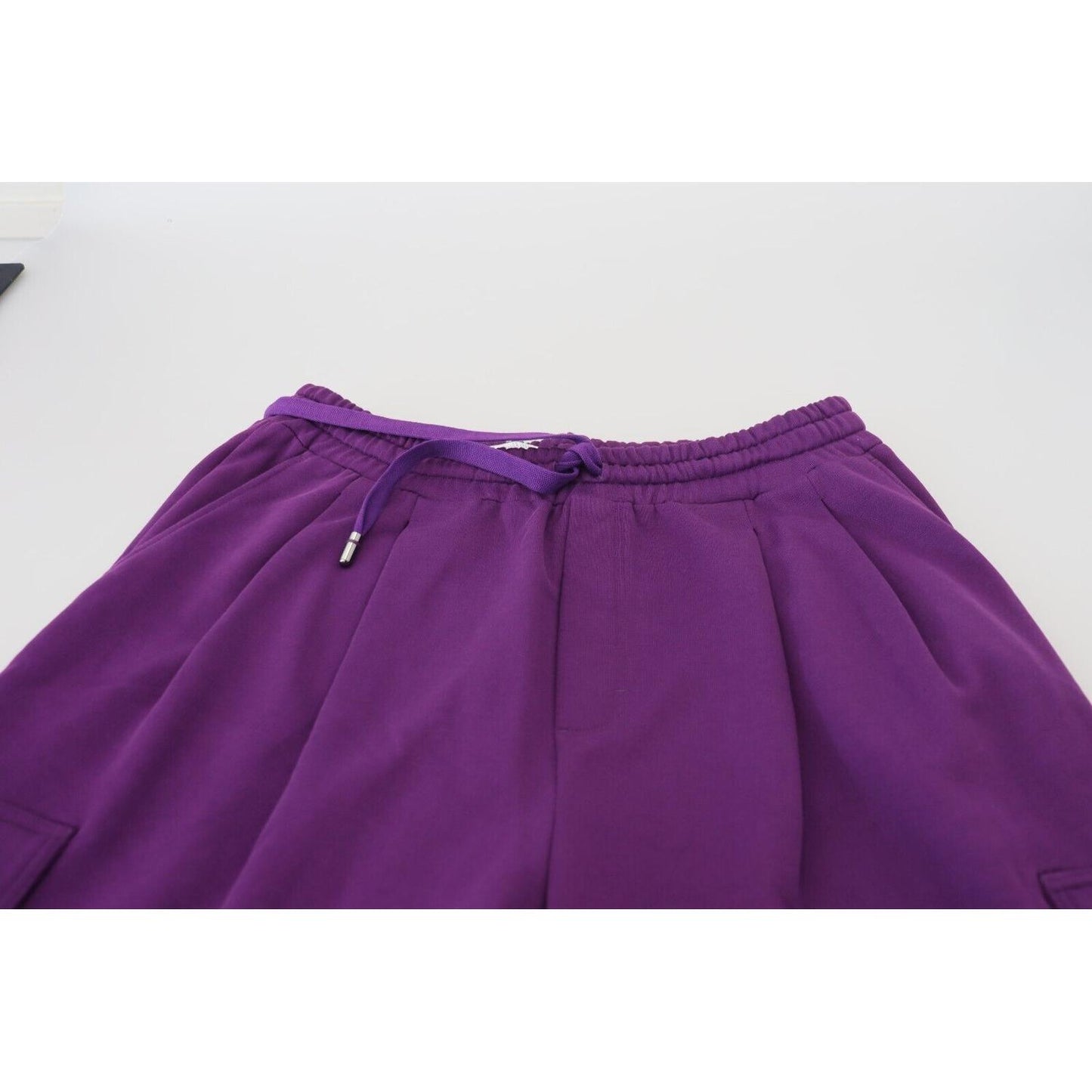 Elegant Purple Cotton Cargo Sweatpants