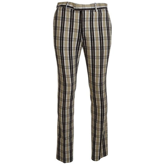 Chic Multicolor Checkered Cotton Pants